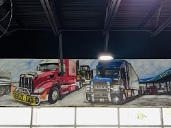 Mural in gas station shop