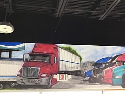 Mural in gas station shop