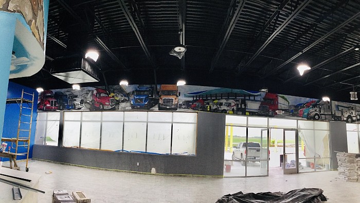 Mural in gas station shop